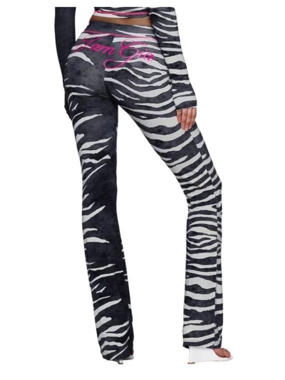 I AM GIA Black Wild Side Blare Trackpants Women Size Medium NWT Flare Logo Back